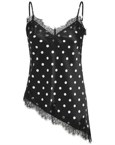Only - ONLBella Strap Satin Lace Top - Black/White Dot
